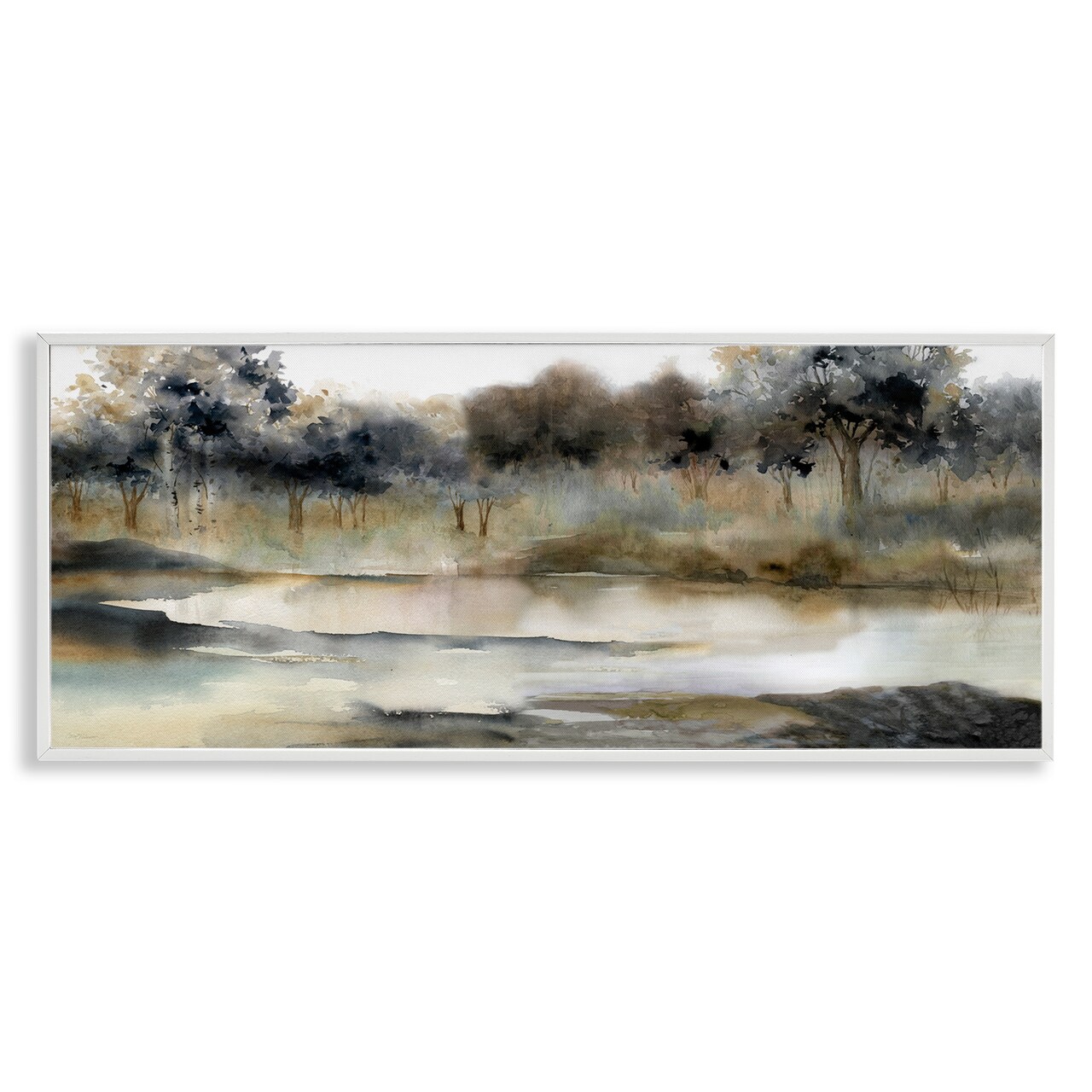 Stupell Industries Trees By Lakeside Landscape Framed Giclee Art